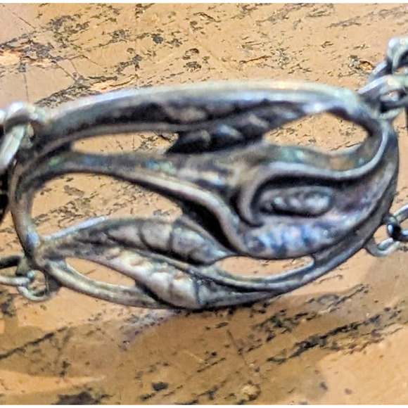 Vintage Danecraft Sterling Silver Calla Lily Bracelet w Added Chain Oxidized - Picture 4 of 13